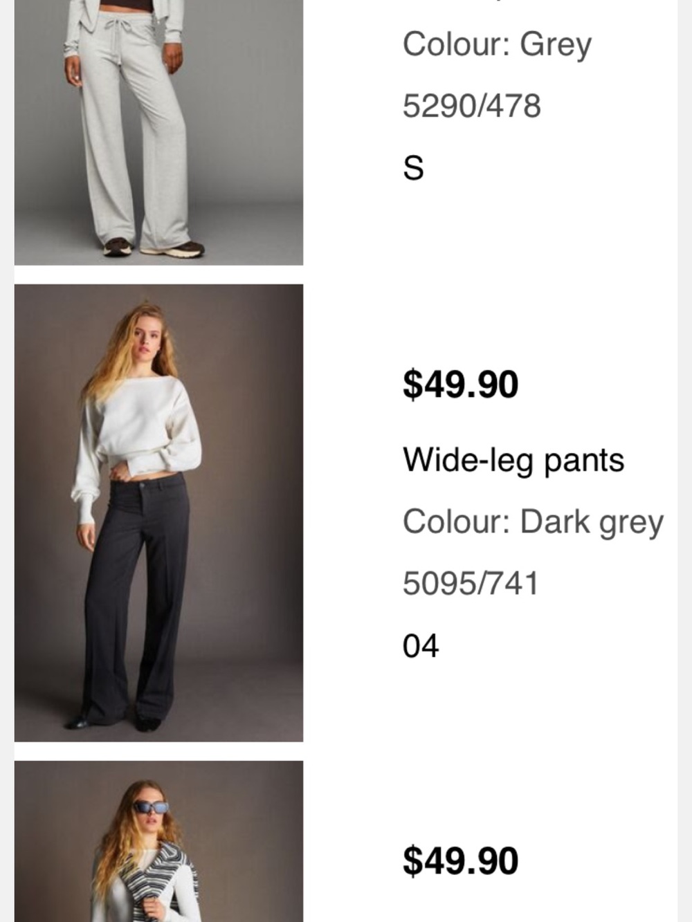 Bershka Wide-Leg Trousers Size 4 Dark Grey